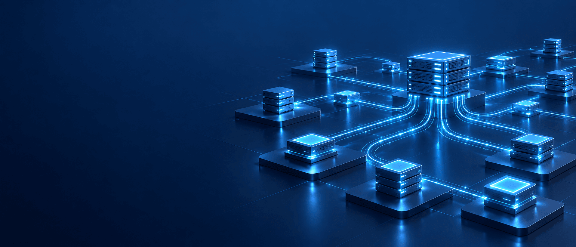 Réseau de serveurs cloud interconnectés par des liaisons lumineuses